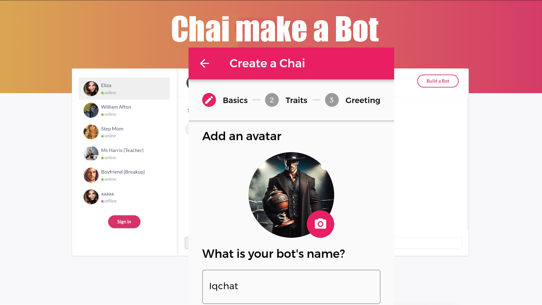 Chai create a bot